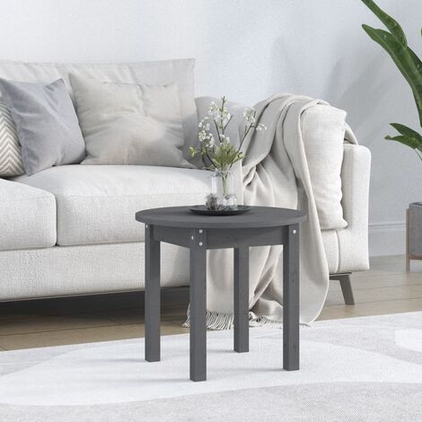 Table Basse de Salon Élégante,Table Canapé Gris Ø 45x40 cm Bois massif de pin -FR57725 (1/5)