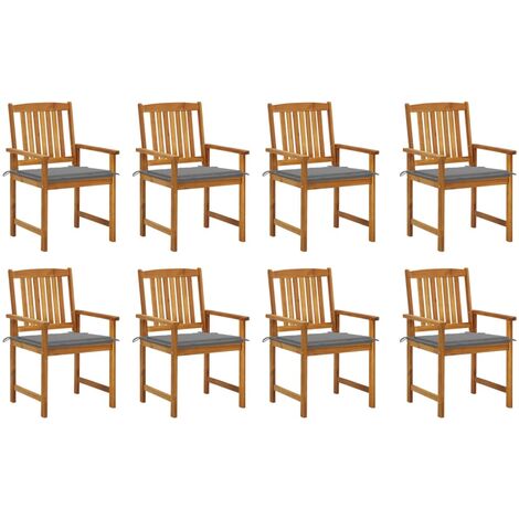 8 pcs Chaises de jardin avec coussins, Fauteuils Extérieur, Sièges confortable Bois d'acacia solide BGT53091 (1/5)