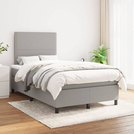 Lit adulte,Lit avec Sommier et Matelas confortable pour Chambre,Ensemble Lit à sommier tapissier Gris clair 120x200cm Tissu -BVN94703 (1/5)