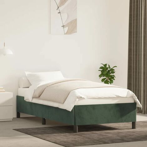 Lit Adulte décoratif  Cadre de lit pour Chambre,Matériau durable Vert foncé 90x200 cm Velours -70848 (1/5)