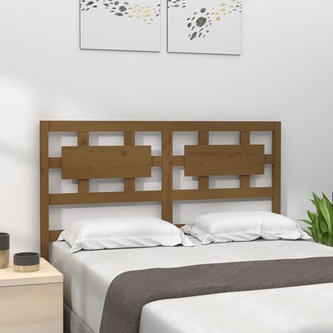 Tête de lit pour lit double, Cadre de lit, Tableau décoratif de chevet Marron miel 205,5x4x100 cm Bois massif de pin CDE16705 (1/5)