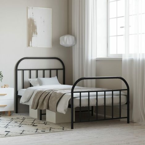 Lit Adulte avec tête de lit magnifique - Cadre de lit métal pour Chambre,Matériau durable/pied de lit noir 100x200 cm -68495 (1/5)