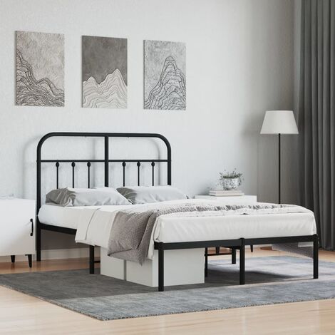 Lit adulte avec tête de lit pour Couchage,Cadre de lit métal noir 120x200 cm -BV14015 (1/5)