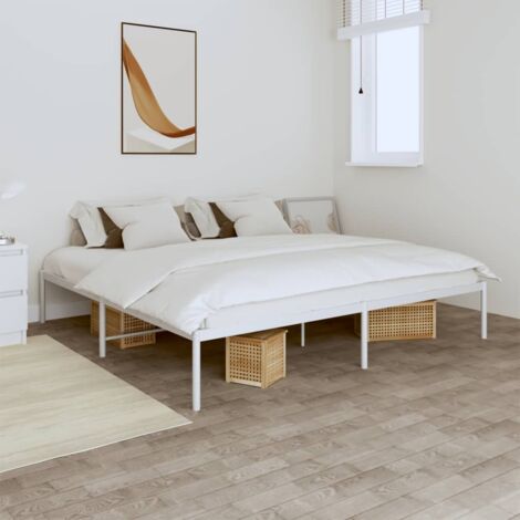 Lit double-180 x 200 cm, Cadre de lit, Lit adulte, Structure de lit métal blanc 180x200 cm PDKEI22308 (1/5)