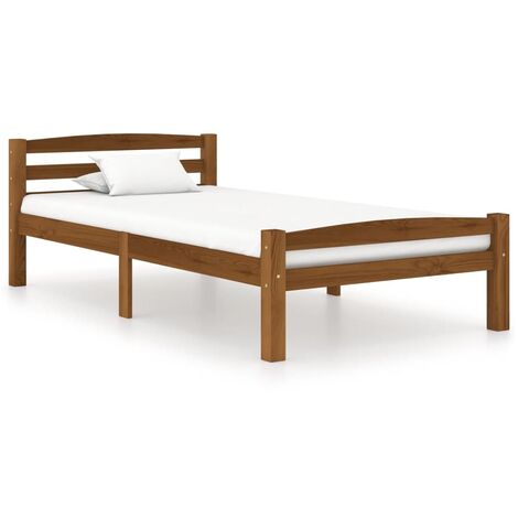 Lit Adulte Cadre de lit magnifique pour Chambre,Matériau durable Marron miel Bois de pin massif 90x200 cm -72560 (1/5)