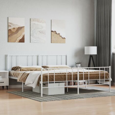 Lit Adulte avec tête de lit magnifique - Cadre de lit métal pour Chambre,Matériau durable/pied de lit blanc 180x200cm -86305 (1/5)