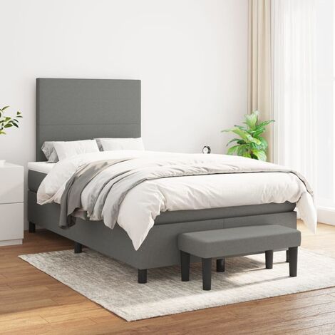 Lit Adulte Sommier et Matelas,Lit à sommier tapissier avec matelas Gris foncé 120x200cm Tissu -BVN79349 (1/5)