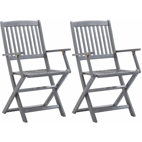 Lot de 2 Chaisess pliables d'extérieur  Chaise de jardin  Fauteuil de jardin Bois d'acacia solide BSRHS305763 MaisonChic (1/5)