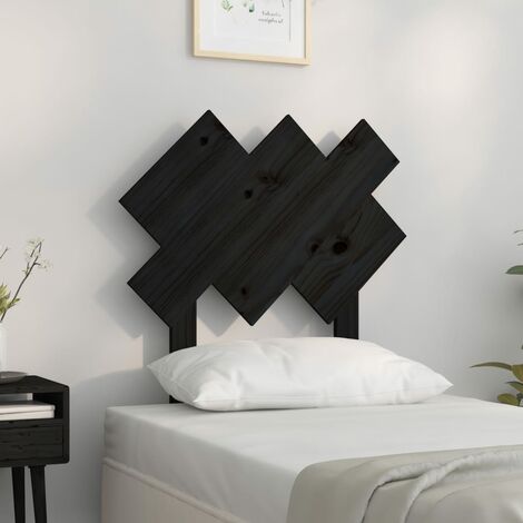 Tête de lit pour lit simple, Cadre de lit, Tableau décoratif de chevet Noir 72,5x3x81 cm Bois massif de pin CDE25214 (1/5)