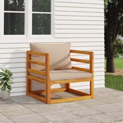 Furniture Limited - Chaise de jardin avec coussins taupe bois (1/5)