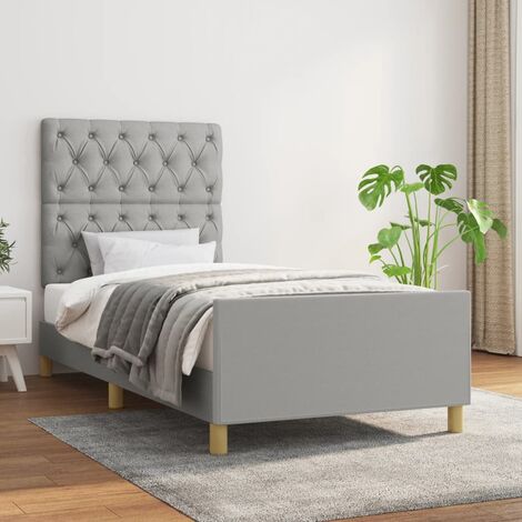 Lit adulte, Cadre de lit avec tête de lit, Structure de lit Gris clair 80x200 cm Tissu CDE18108 (1/5)