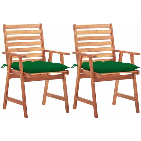 Chaises à dîner,Chaises à manger, Fauteuils de Relaxation d'extérieur 2 pcs avec coussins Acacia massif BGT36957 (1/5)