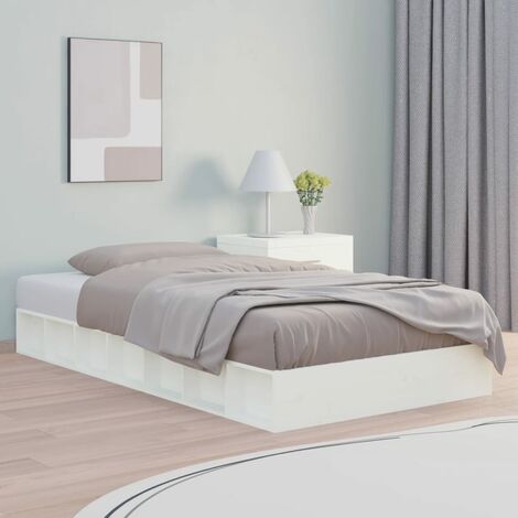 Lit adulte Moderne - Cadre de lit pour Adultes, Enfants pour Couchage Blanc 75x190 cm Petit simple Bois massif -70440 (1/5)