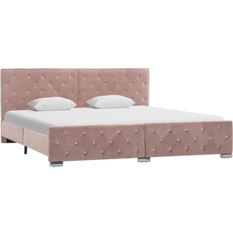 Lit double-180 x 200 cm, Cadre de lit, Lit adulte, Structure de lit Rose Velours 180x200 cm PDKEI63686 (1/5)
