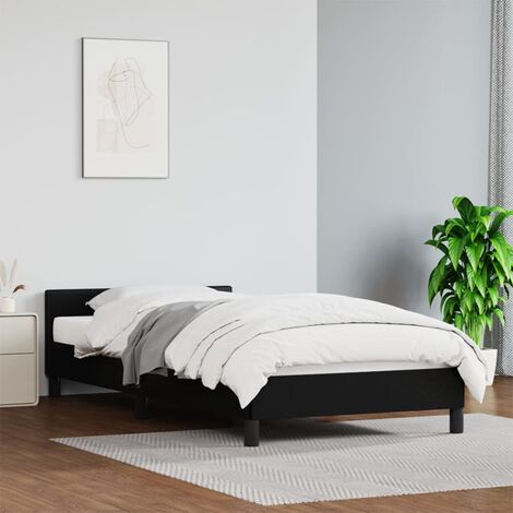 Lit adulte, Cadre de lit avec tête de lit, Structure de lit Noir 90x190 cm Similicuir CDE13399 (1/5)