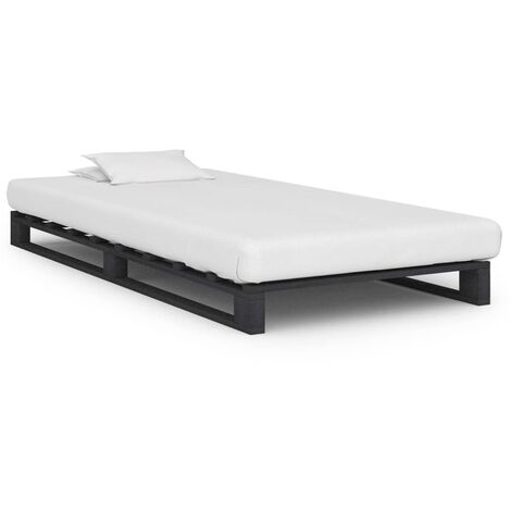 Cadre de lit de palette Moderne - Lit Adulte pour Couchage,facile à assembler Gris Bois de pin massif 90 x 200 cm -86727 (1/5)