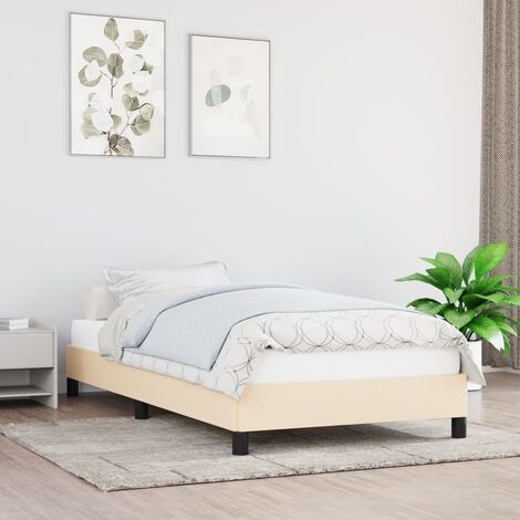 Lit adulte Moderne - Cadre de lit pour Adultes, Enfants pour Couchage - Lit adulte Crème 100 x 200 cm Tissu -23937 (1/5)