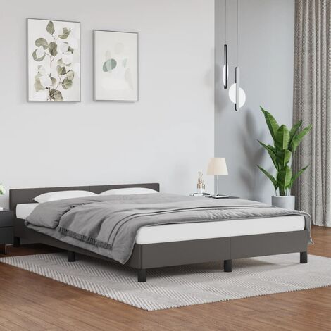 Lit adulte, Cadre de lit avec tête de lit, Structure de lit Gris 140x190 cm Similicuir CDE13097 (1/5)