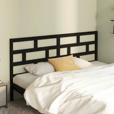 Tête de lit pour lit double, Cadre de lit, Tableau décoratif de chevet Noir 186x4x100 cm Bois massif de pin CDE31376 (1/5)