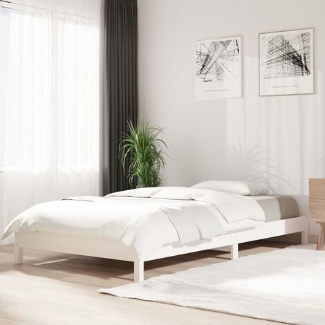 Lit Adulte - Lit empilable pour Salon,Chambre Blanc 100x200 cm Bois de pin massif -FR12167 (1/5)