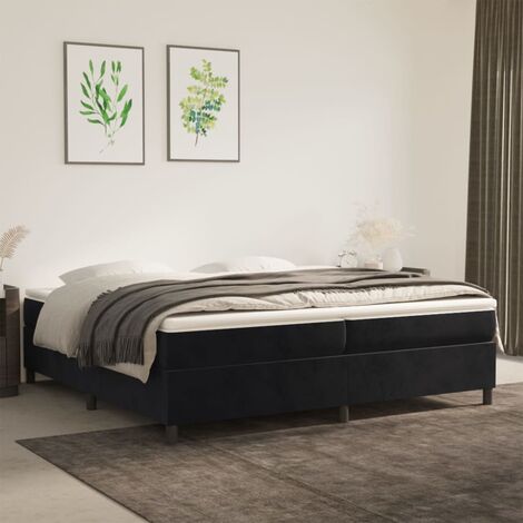 Lit adulte Moderne,Lit à sommier tapissier et matelas Noir 200x200 cm Velours -19748 (1/5)