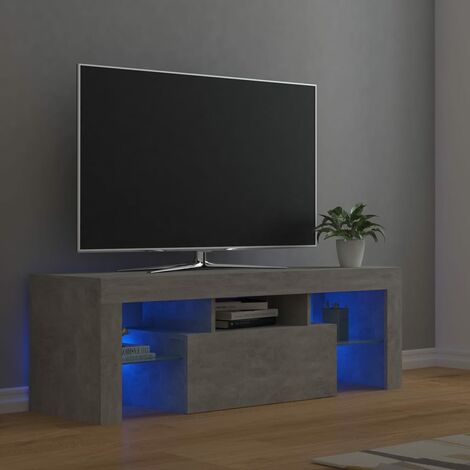 Meuble TV avec lumières LED, Banc TV, Support de Télévision, Meuble TV de salon gris béton 120x35x40 cm YHJ25541 (1/5)