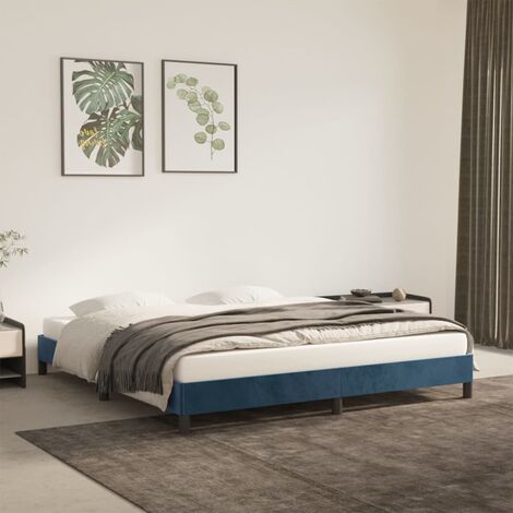 Lit double-160 x 200 cm, Cadre de lit, Lit adulte, Structure de lit Bleu foncé 160x200 cm Velours PDKEI13213 (1/5)