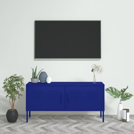 Meuble TV, Banc TV, Support pour Téléviseur, Meuble de Salon Bleu marine 105x35x50 cm Acier YHJ90197 (1/5)