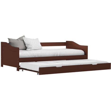 Cadre de lit extensible - Lit simple pour Couchage,Matériau durable Marron foncé Bois de pin 90x200 cm -91549 (1/5)