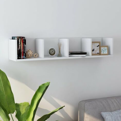 Étagère murale à CD Étagère suspendue Etagères Flottantes Blanc 100x18x18 cm Aggloméré BRZH395635 (1/5)