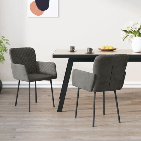 Chaises à manger, Chaises à dîner, Fauteuils de Relaxation lot de 2 Gris foncé Velours BGT60772 (1/5)