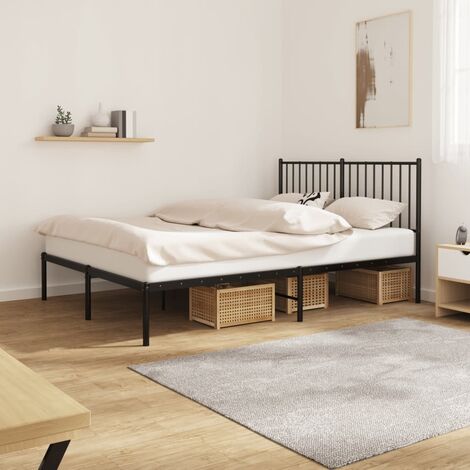 Lit Adulte avec tête de lit magnifique - Cadre de lit métal pour Chambre,Matériau durable noir 140x190 cm -78369 (1/5)