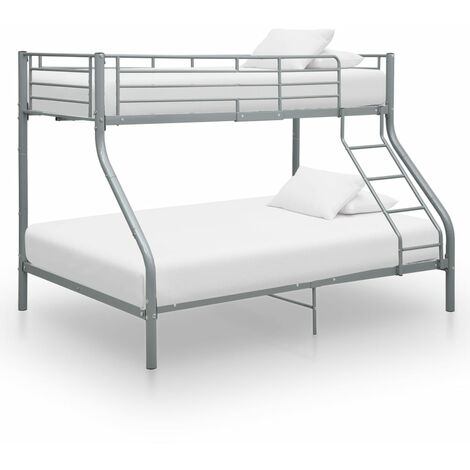 Cadre de lit superposé  Lit enfant Simple Gris en Métal 140x200 cm/90x200 cm -34987 (1/5)