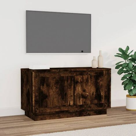 Meuble TV, Banc TV, Support pour Téléviseur, Meuble de Salon Chêne fumé 80x35x45 cm bois d'ingénierie YHJ62340 (1/5)