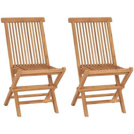 Chaises de jardin pliables 2 pcs,Fauteuils d'extérieur Bois de teck massif -TF41966 (1/5)