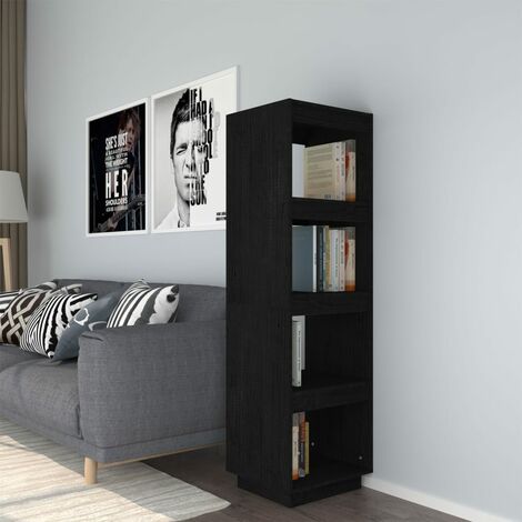 Bibliothèque, Étagère de Rangement, Séparateur de pièce, Meuble pour Dossier Noir 40x35x135 cm Pin massif AXZ43753 (1/5)