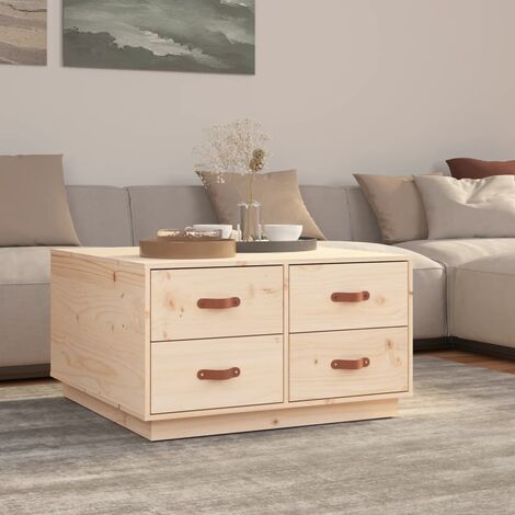 Table Basse de Salon Élégante,Table Canapé 80x80x45 cm Bois massif de pin -FR91736 (1/5)
