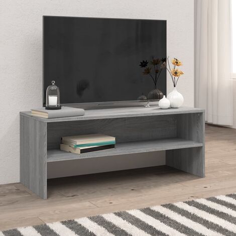 Meuble TV de Salon Armoire Télévision Banc TV Sonoma gris 100x40x40 cm Bois d'ingénierie -FR65312 (1/5)
