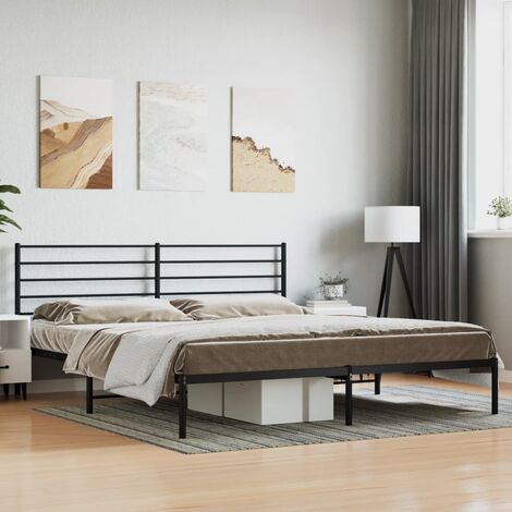 Lit Adulte avec tête de lit magnifique - Cadre de lit métal pour Chambre,Matériau durable noir 183x213 cm -61567 (1/5)