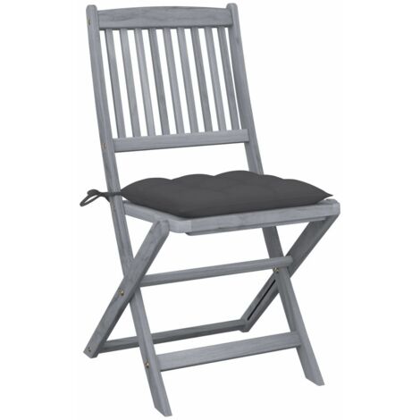 4 pcs Chaises pliables d'extérieur, Chaises de jardin à dîner, Fauteuils de jardin avec coussins Bois d'acacia BGT38610 (1/5)