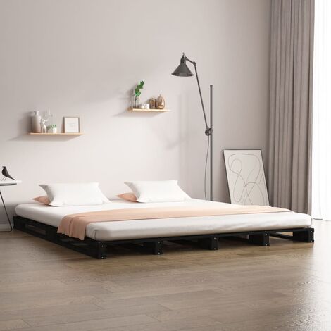 Lit de palette Lit Adulte - Lit de jour Simple Cadre de lit pour Salon,Chambrenoir 120x190 cm Bois pin massif Petit Double -FR48679 (1/5)