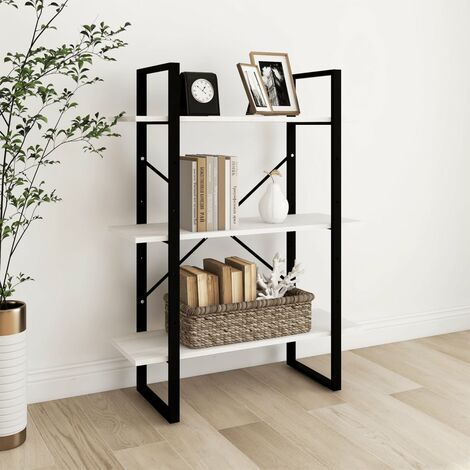 Bibliothèque à 3 niveaux, Étagère de Rangement, Meuble pour Dossier, Armoire de Rangement Blanc 80x30x105 cm Bois de pin massif AXZ17863 (1/5)