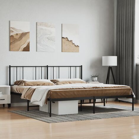 Lit Adulte avec tête de lit magnifique - Cadre de lit métal pour Chambre,Matériau durable noir 193x203 cm -59790 (1/5)