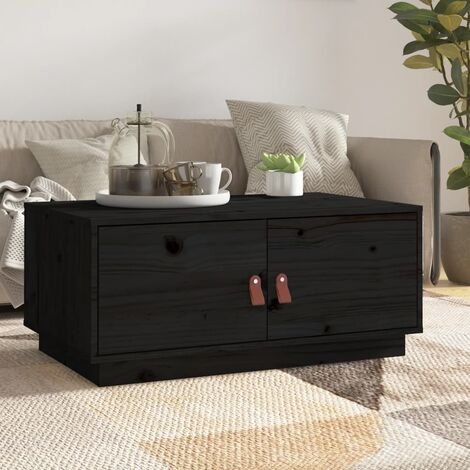 Table Basse de Salon Élégante,Table Canapé Noir 80x50x35 cm Bois massif de pin -FR22984 (1/5)