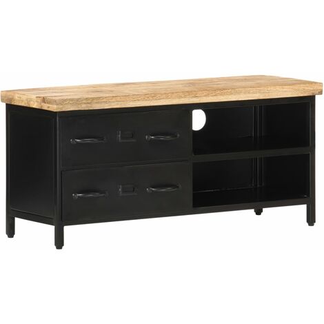 Meuble TV, Banc TV, Support pour Téléviseur, Meuble de Salon 90x30x41 cm Bois de manguier brut YHJ26609 (1/5)