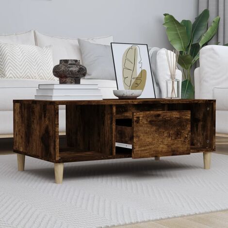 Table Basse de Salon Élégante,Table Canapé Chêne fumé 90x50x36,5 cm Bois d'ingénierie -FR55606 (1/5)