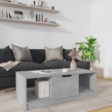 Table Basse de Salon Élégante,Table Canapé Gris béton 102x50x36 cm Bois d'ingénierie -FR23801 (1/5)
