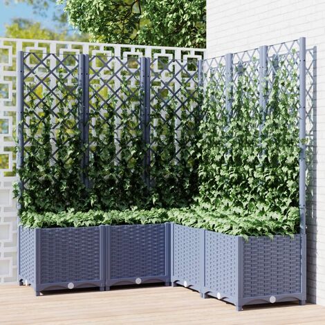 Bac à fleurs,Jardinière avec treillis Gris foncé 120x120x136 cm PP -32012 (1/5)