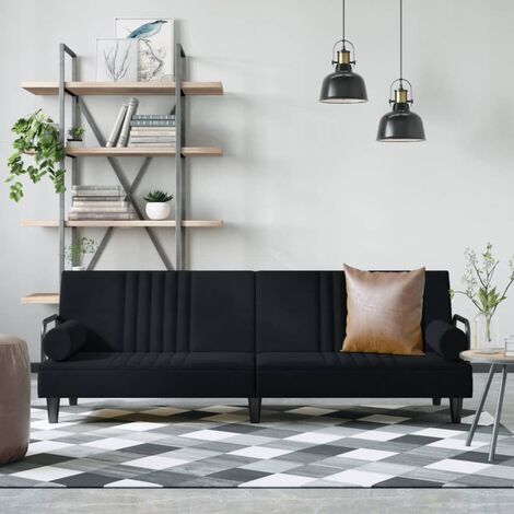 Canapé-lit Canapé convertible Fauteuil-lit avec accoudoirs noir velours DRT8523 (1/5)