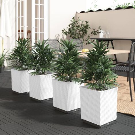 Lot de 4 Jardinières,Bac à fleurs blanc 30x30x37 cm polypropylène -46860 (1/5)